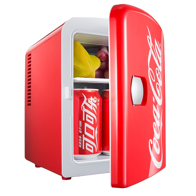 可口可乐（Coca-Cola）车载冰箱车家两用 便携小冰箱迷你宿舍小冰箱12V 冷暖箱 4L红色