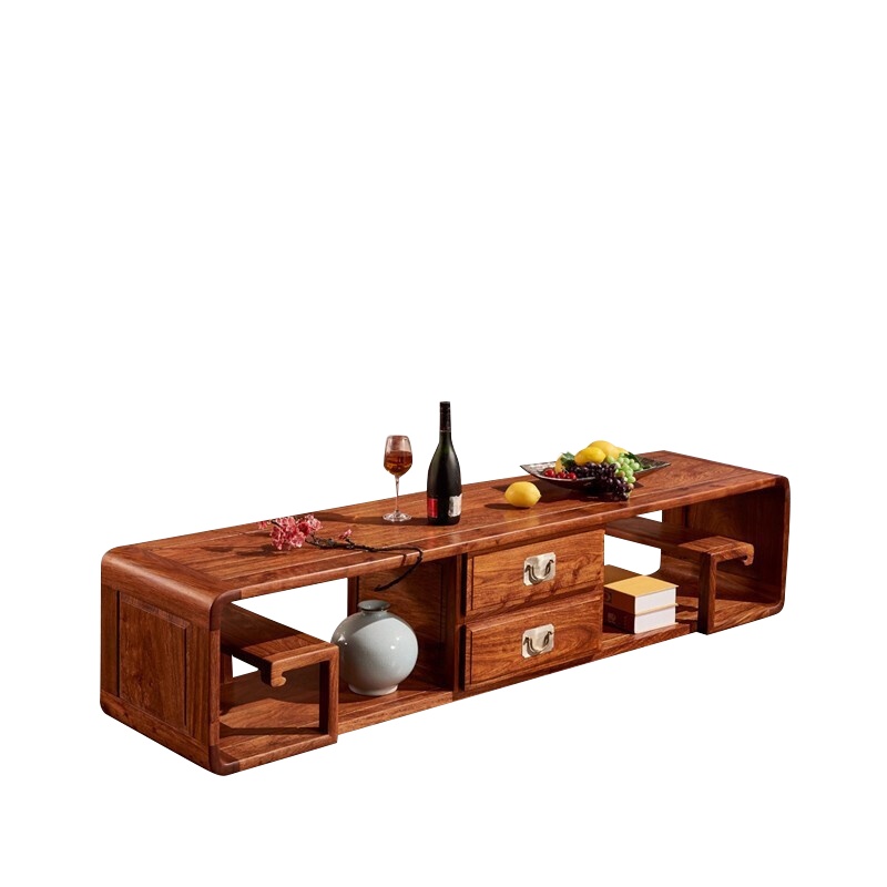 周家庄 红木家具非洲花梨(学名:刺猬紫檀)实木地柜 置物柜 新中式客厅电视柜