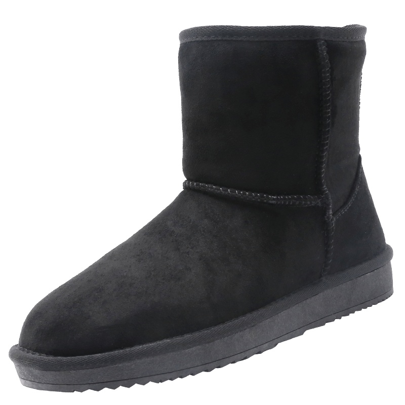 强人雪地靴女际华3515时尚休闲简约中筒加绒款平底保暖女靴