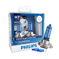 飞利浦(PHILIPS)水晶之光新银战士H7升级型汽车灯泡大灯灯泡近光灯远光灯卤素灯2支装 色温4300K