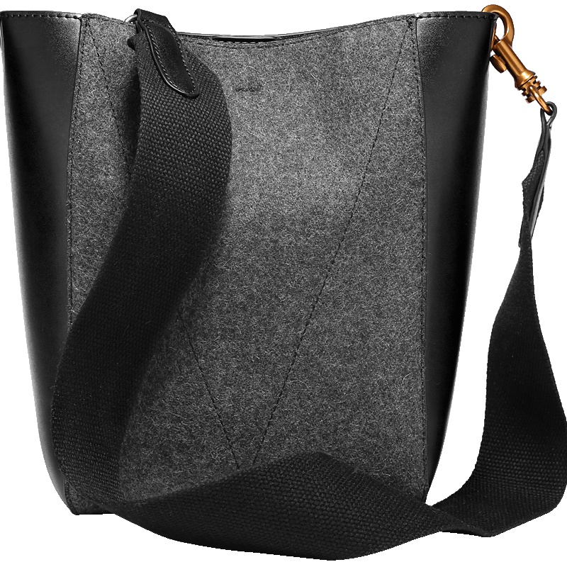 2019潮款暖心毛呢冬季潮款宽肩带托特包百搭单肩女包