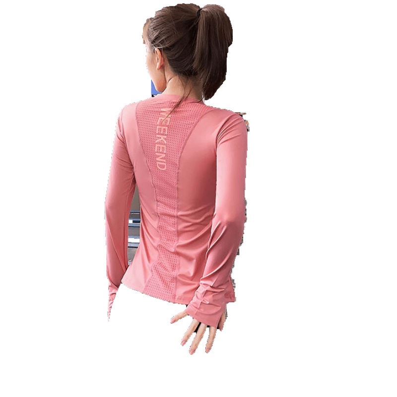 珂卡慕(KEKAMU)健身服锻美背瑜伽服炼服上衣女紧身速干运动长袖网纱罩衫