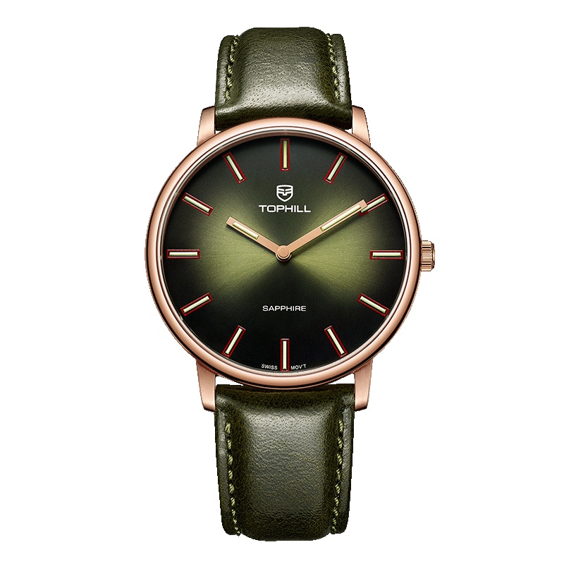 瑞士拓非(TOPHILL)手表男石英男表轻薄防水AST006G男士休闲商务手表男石英表男