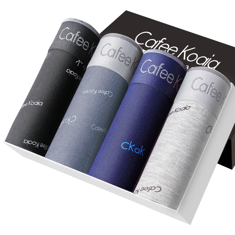 正品男士内裤男纯色棉质性感平角裤男四角短裤衩4条装.