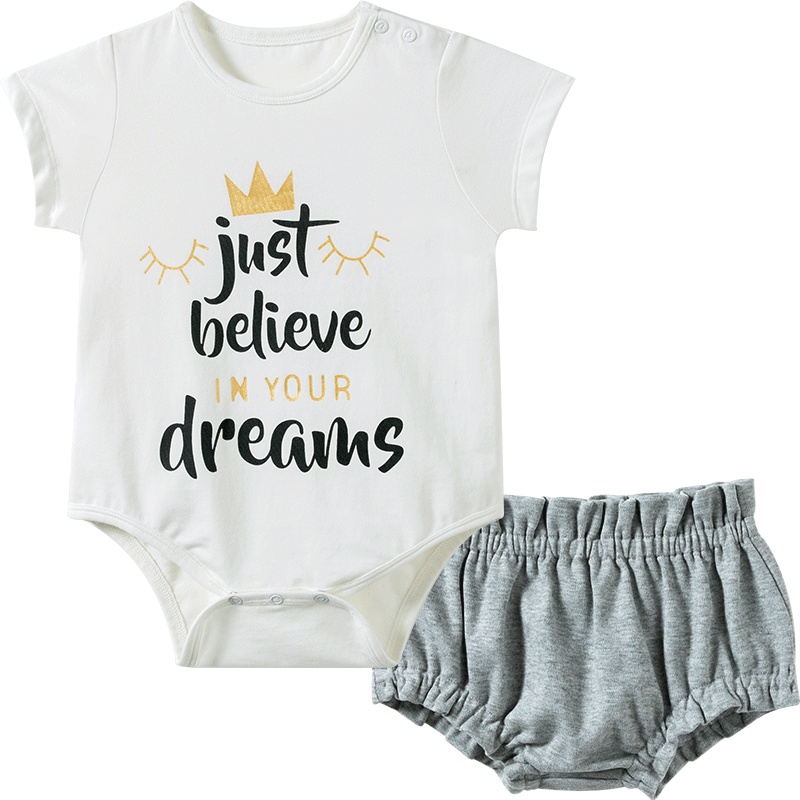 哈贝比（happyB）婴儿衣服女童套装纯棉女宝宝套装夏婴儿套装初生儿衣服上衣裤子