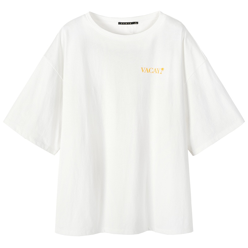 Semir森马T恤女士2019夏季新款心机t恤女小众印花宽松韩版短袖女ins潮