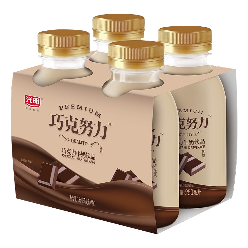 光明250ml巧克力牛乳饮品四连装*6 (250ml*24瓶)