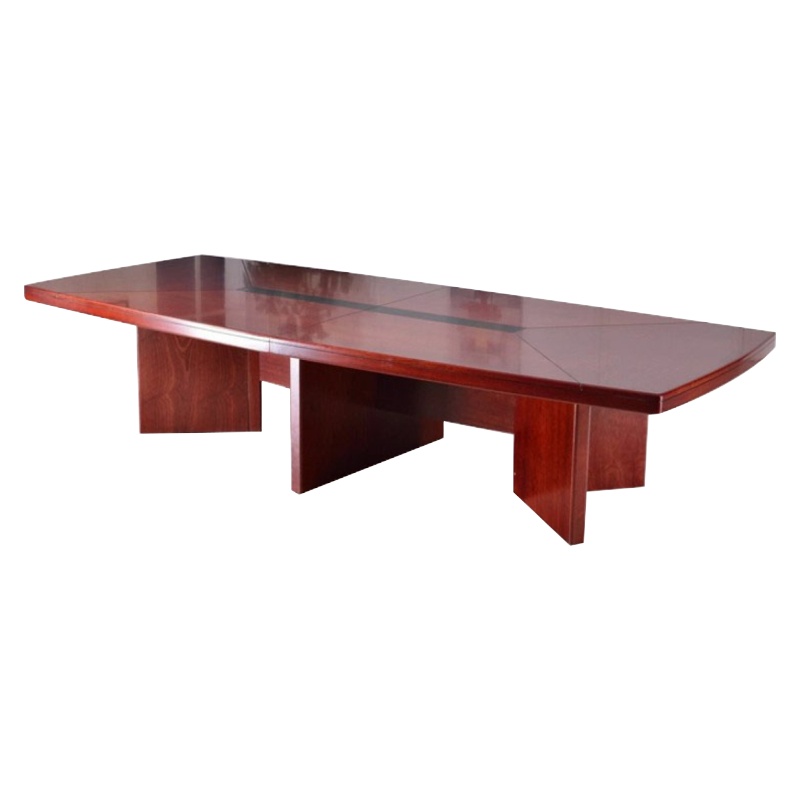 鑫金虎(XIN JIN HU)办公家具油漆实木会议桌贴木皮红胡桃办公桌开会培训桌长条桌组合