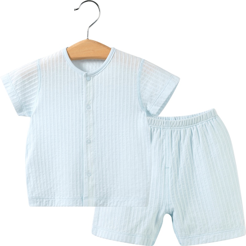 哈贝比婴儿短袖内衣套装男女宝宝空调服1-3岁幼儿薄款睡衣夏季