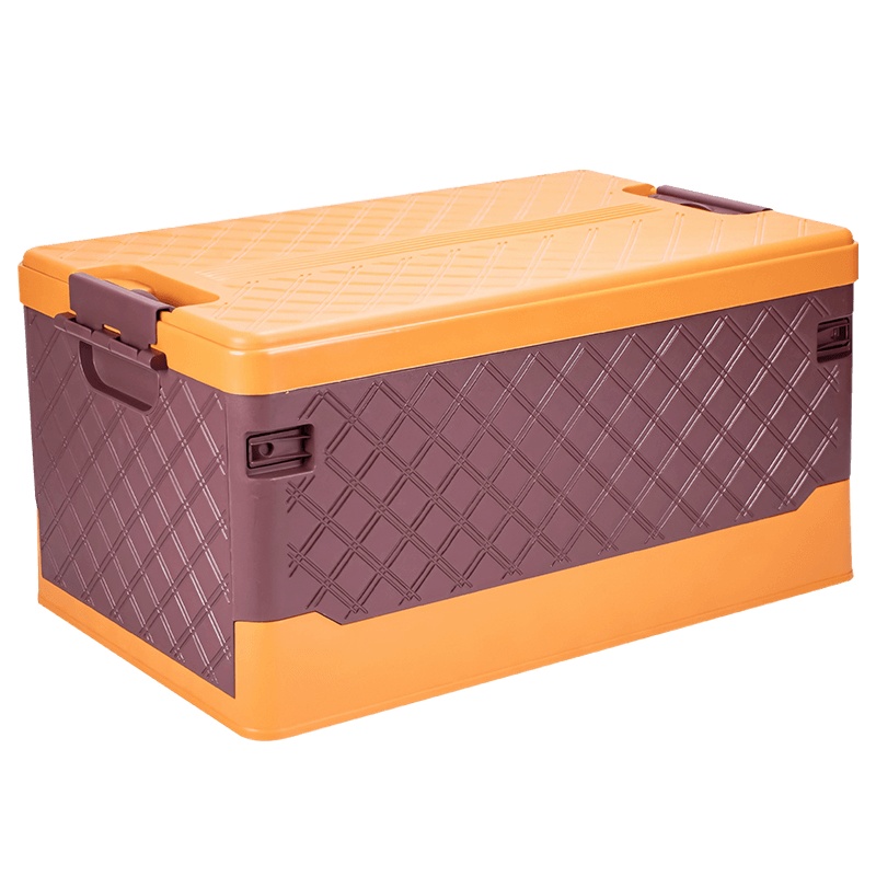 悦卡汽车后备箱收纳箱 车载多功能车内尾箱整理箱置物用品 菱形系列折叠储物箱 橙咖大号-60L