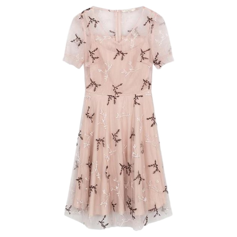 LaBabite网纱a字仙女裙温柔风夏装新款碎花短款连衣裙子春秋_86 S 灰蓝