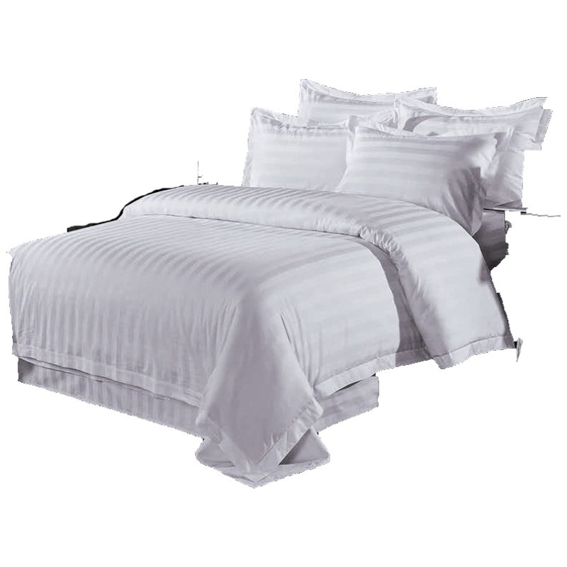 酒店条纹宾馆纯棉白色6件套床上用品布多件套件床品