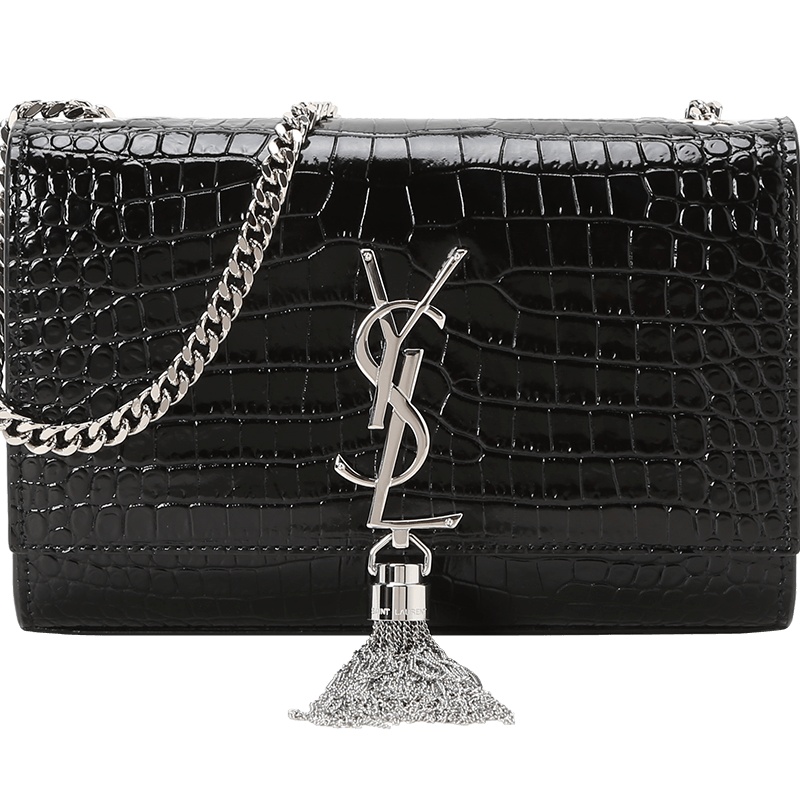 预售 圣罗兰 YSL KATE 链条包小号 流苏款字母LOGO鳄鱼压纹 女士单肩包 474366金扣