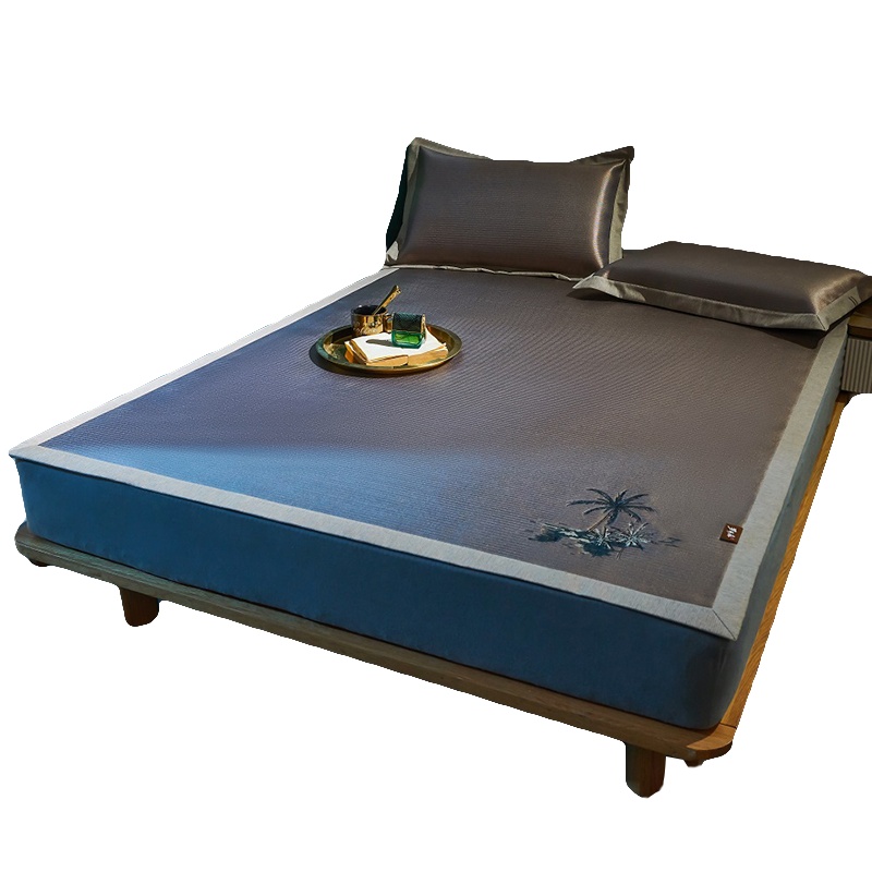 南极人(NanJiren) 凉感薄荷凉席三件套1.8m床夏季驱蚊藤席1.5米罗布麻席子双人可折叠冰丝空调席