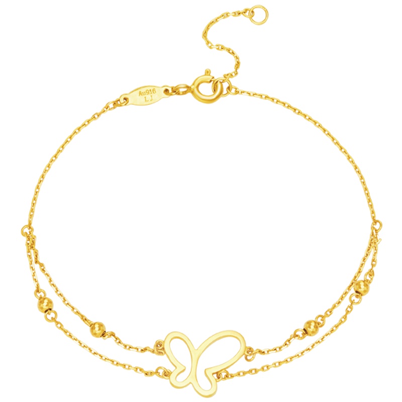 周大福（CHOW TAI FOOK)17916系列22K金无敌蝴蝶手链E122938