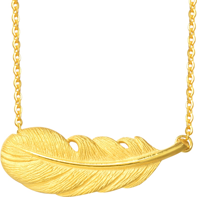 周生生(CHOW SANG SANG)金项链足金爱情密语羽毛项链女士计价