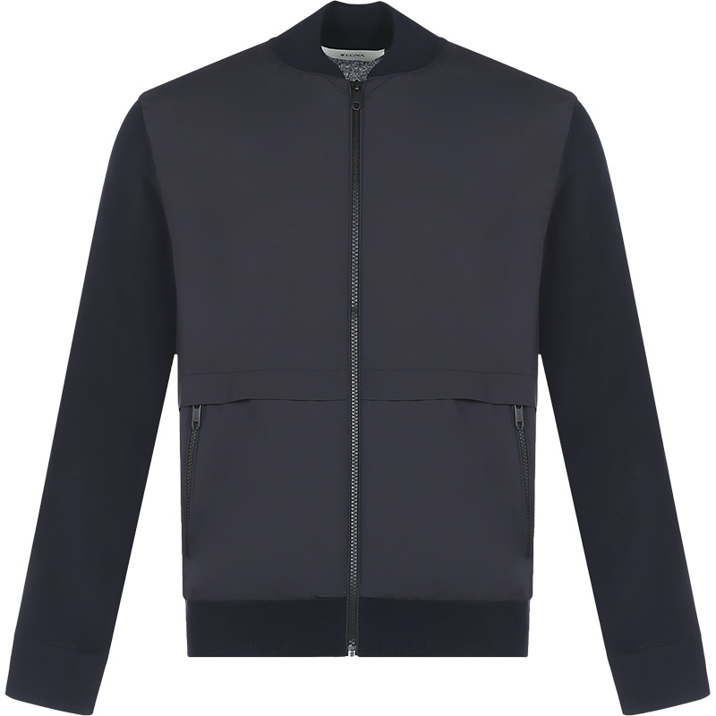 杰尼亚 Z ZEGNA 男士羊毛/聚酯纤维飞行员夹克针织上衣外套VYP64 ZZ178