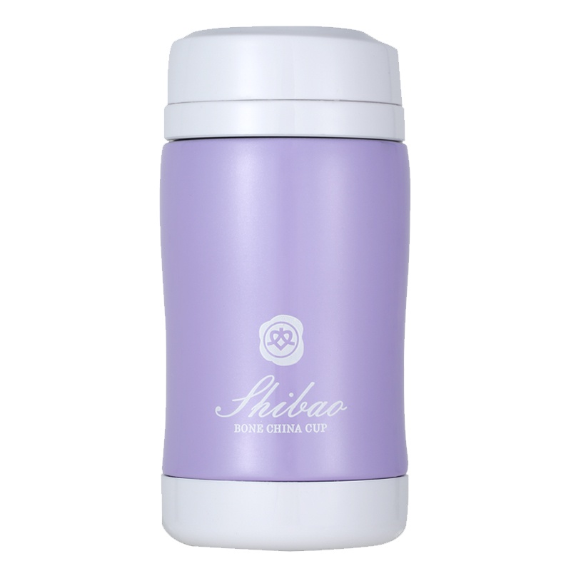 陶瓷保温杯骨瓷男女士创意随手杯便携可爱迷你220ml杯子礼品盒 紫色