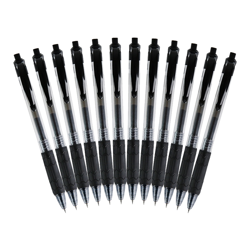 晨光(M&G)按动中性笔12支/盒 0.5mm黑色按动笔 黑水笔 水笔 学生用笔 创意可爱水笔 财务用笔 会议笔 练习笔