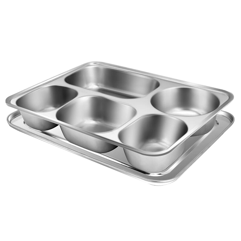 文苏 304不锈钢餐盘饭盒 MCFT724 大号加厚食堂大号五格--加深