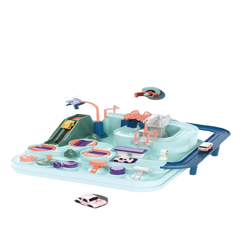 汽车闯关大冒险停车场小火车轨道车玩具智扣儿童3岁4男孩女孩 礼盒装-扩展加强版魔幻黑送7车