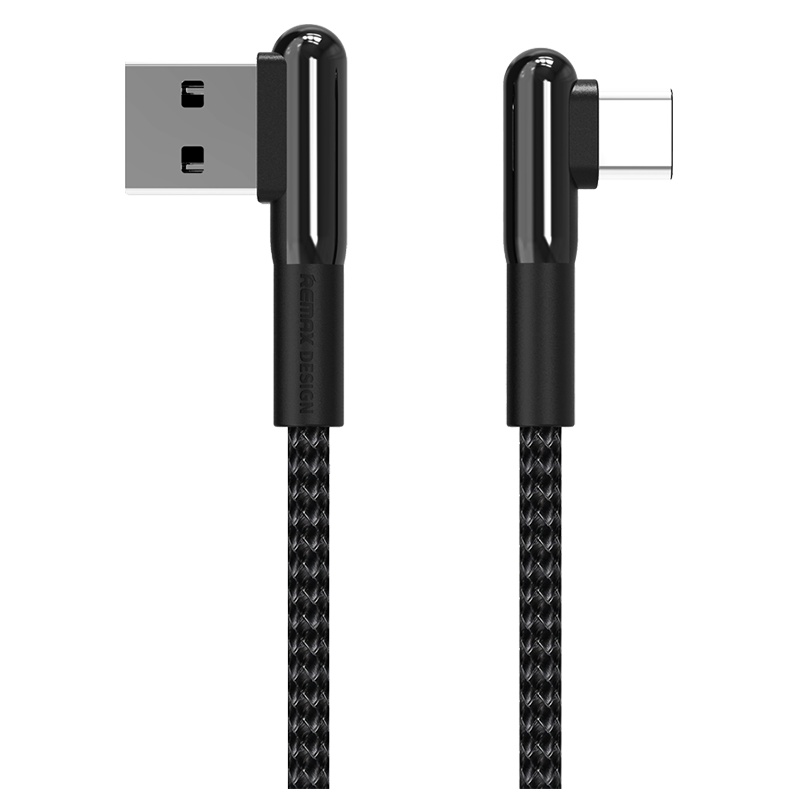 REMAX 战琅安卓 Type-C数据线 弯头游戏充电线华为 小米手机通用 黑色