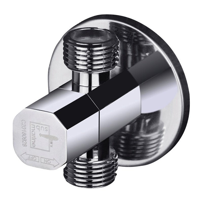 潜水艇三角阀全铜冷热水通用止水阀4分一进二出马桶龙头开关水阀F003旗舰店正品