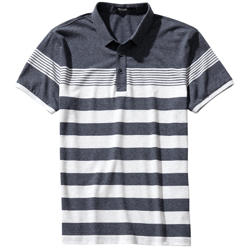 千纸鹤男装条纹polo衫男2019春夏男士商务休闲短袖上衣25053