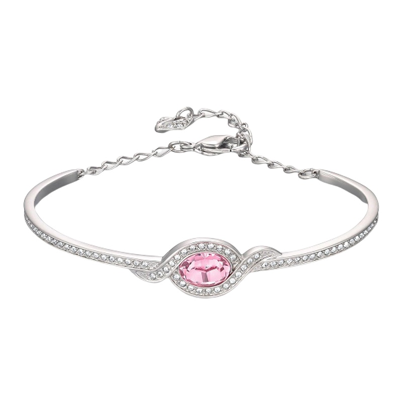 SWAROVSKI施华洛世奇 20年新款银色心心相伴开口水晶手镯女士人造水晶 送恋人 5518814