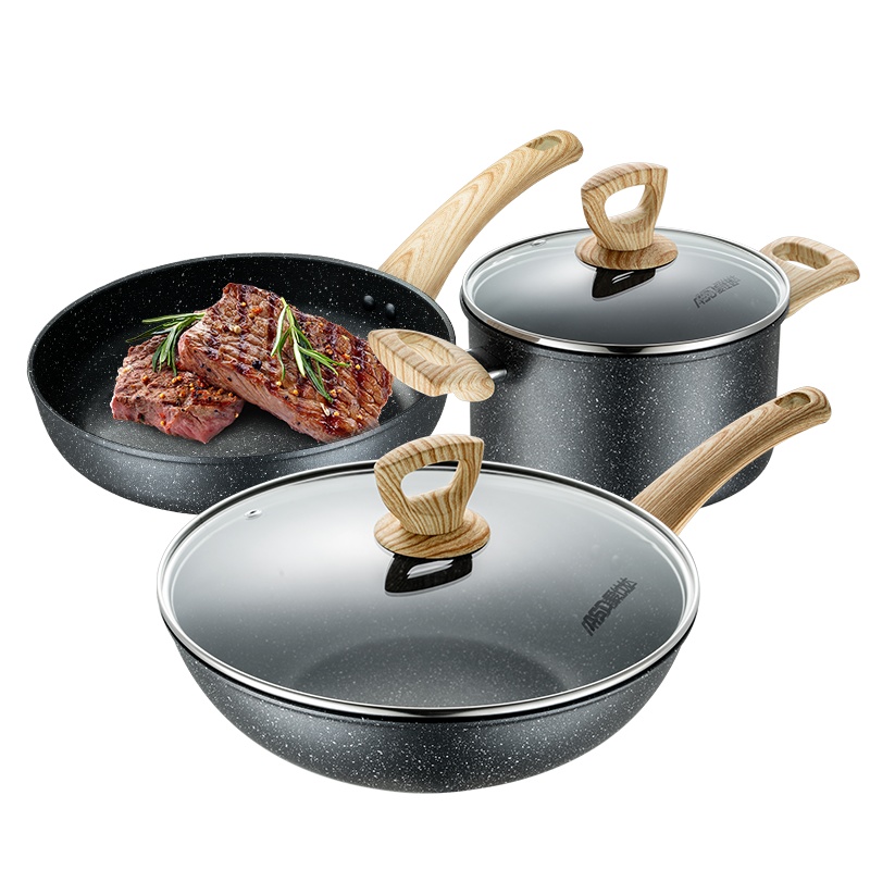 爱仕达(ASD)炒锅麦饭石晶石炒锅不粘锅套装锅家用炒菜锅煎锅汤锅组合PL03S5WG