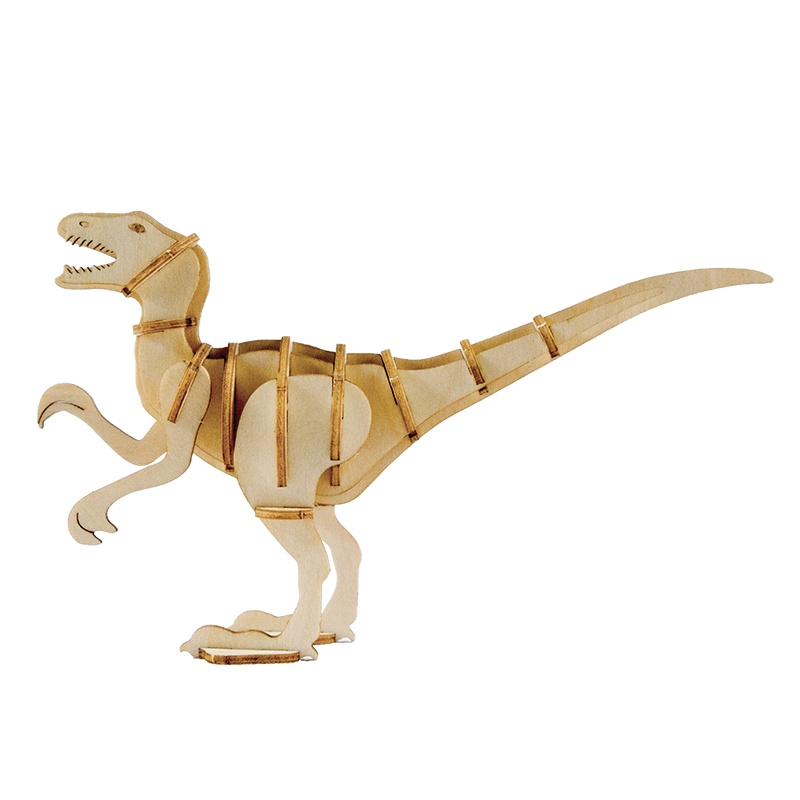 WUDE 迅猛龙恐龙系列立体3d拼图木质diy积木玩具儿童手工拼装模型组装插片