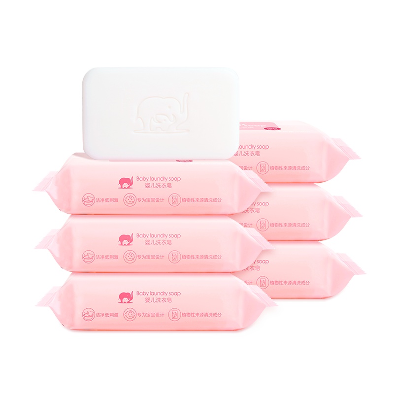 红色小象 婴儿洗衣皂 清新果香 120g*6连包 儿童香皂 尿布bb皂 婴幼儿新生宝宝专用肥皂正品