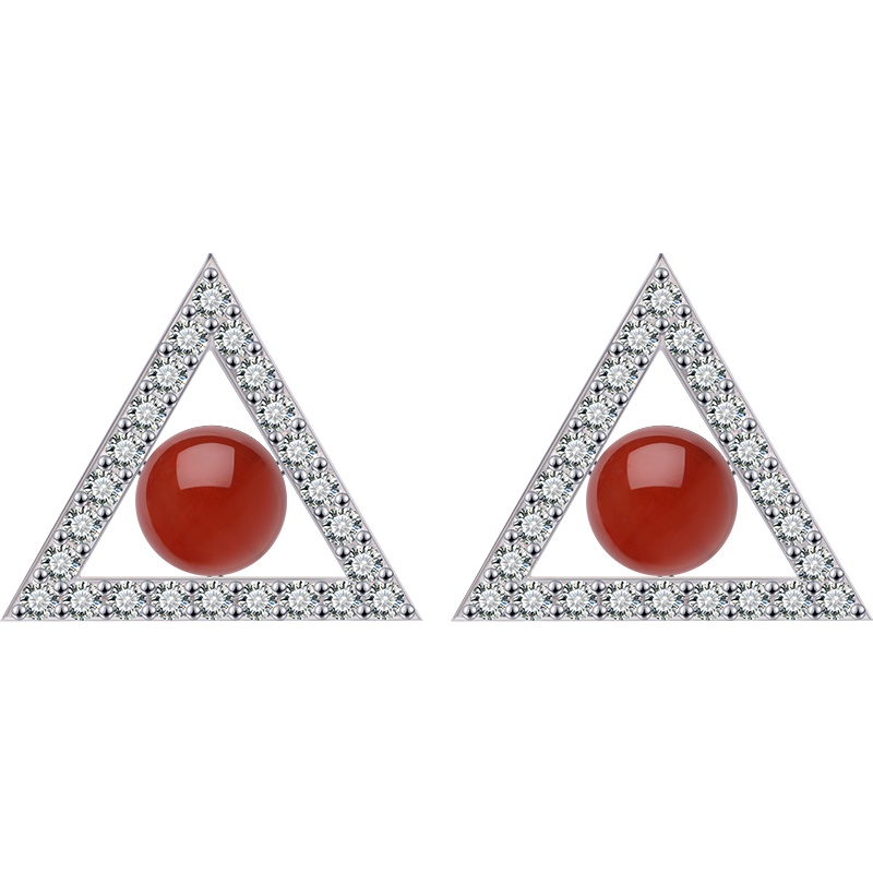 iSTONE/石头记俏佳人 黑玛瑙红玛瑙耳环耳饰韩国气质百搭送女友