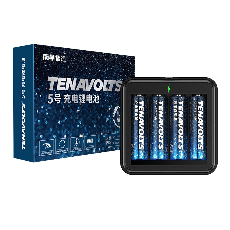 南孚TENAVOLTS5号充电锂电池二代4B套装 适用闪光灯/游戏手柄等
