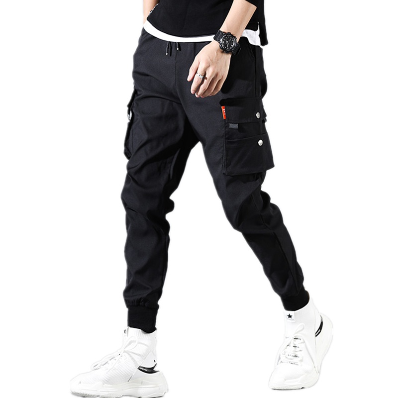 三弦(LA CORDE)2019春秋季新款工装裤男潮牌哈伦裤束脚休闲裤LA-K04