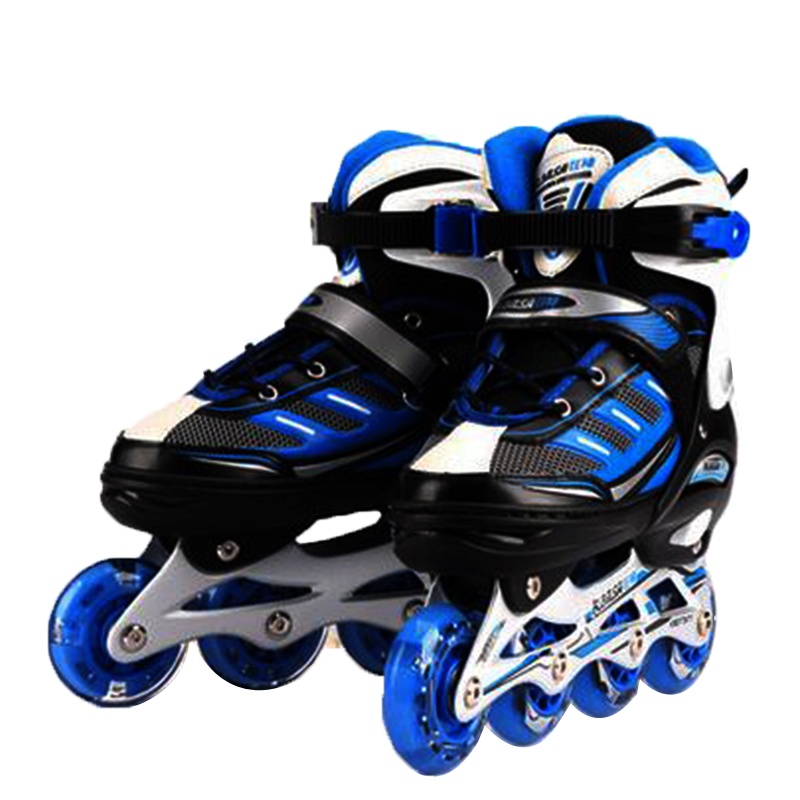 狂神可调溜冰鞋送护具PU前轮闪光防滑高弹轮成人儿童直排轮滑鞋单排旱冰鞋0773