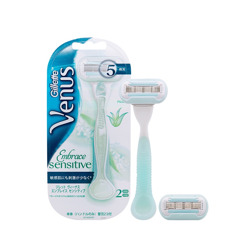 吉列Venus芦荟敏感肌适用款 脱毛刀 腋毛腿部手臂刮毛刀(1刀架+2刀头)