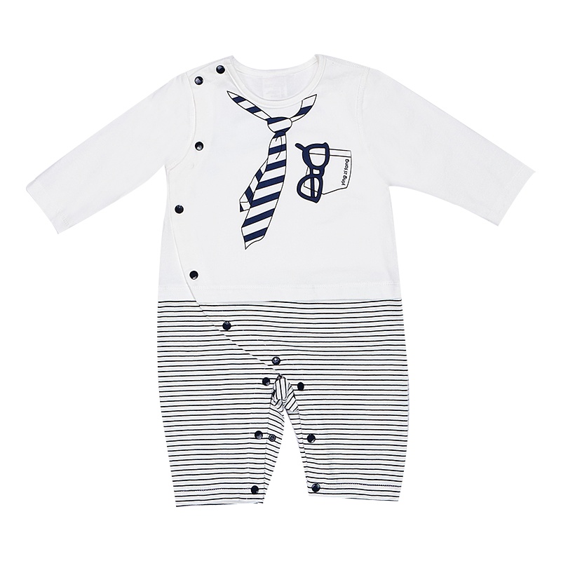 婴姿坊童装连体衣男童新生儿哈衣绅士 学院风 爬爬服春秋