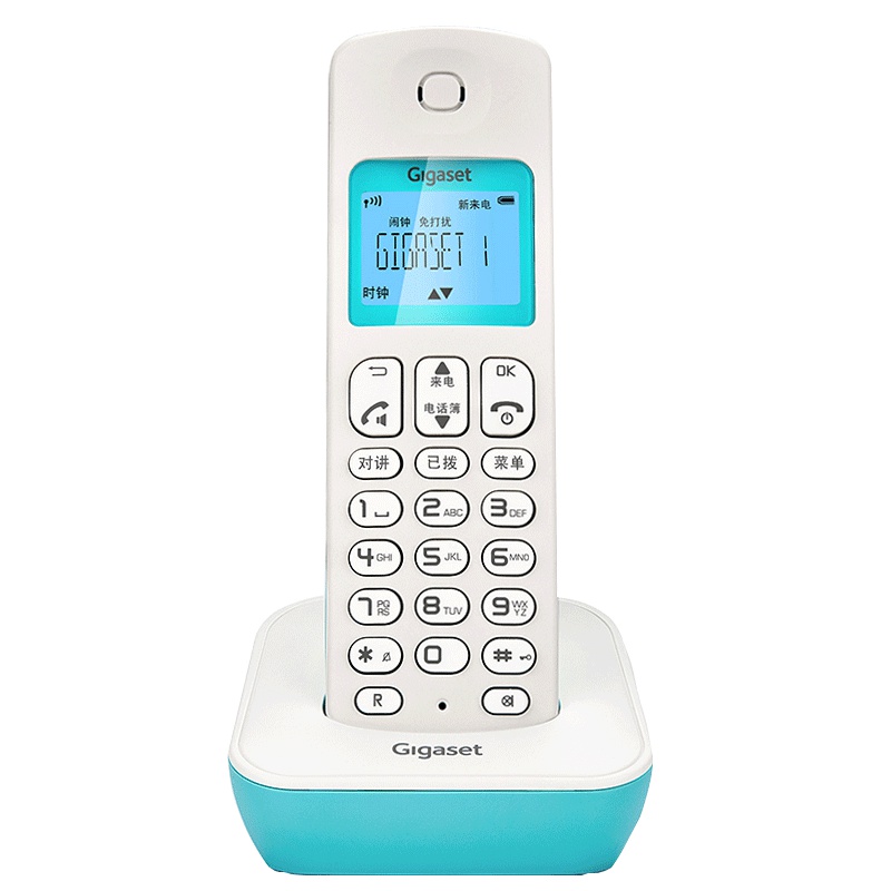 德国集怡嘉(Gigaset)原西门子品牌电话机A190L数字无绳电话单机中文显示双免提屏幕背光家用办公座机单主机冰湖蓝