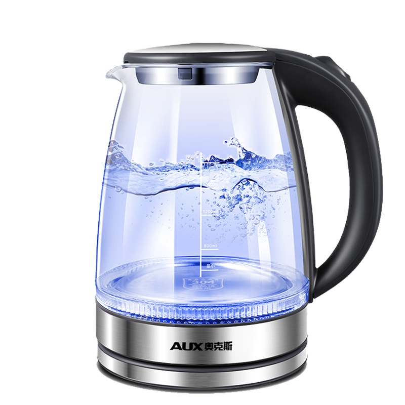 奥克斯(AUX) 电热水壶 烧水壶高硼硅玻璃1.8L容量304不锈钢家用热水壶 HX-A6260电水壶