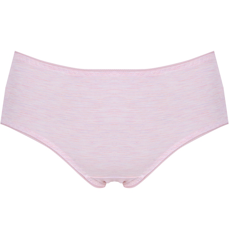 莎莲妮中腰混纺布料小平角裤女士内裤性感蕾丝两条装