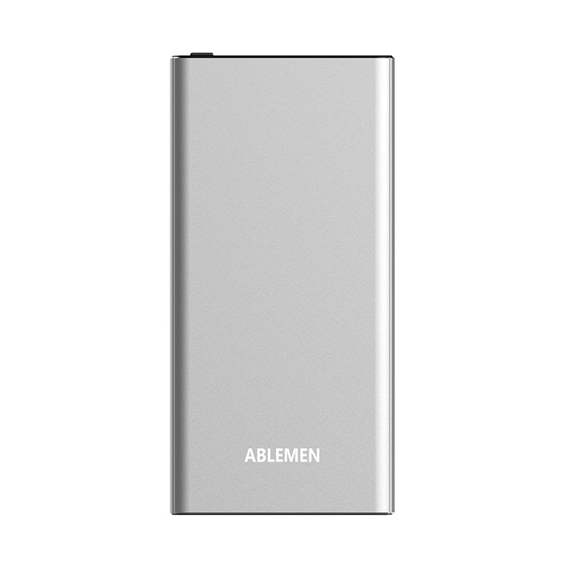 爱搏儿(ABLEMEN)超薄10000毫安 移动电源/充电宝 聚合物移动电源 双输出/双输入 银色(新版)