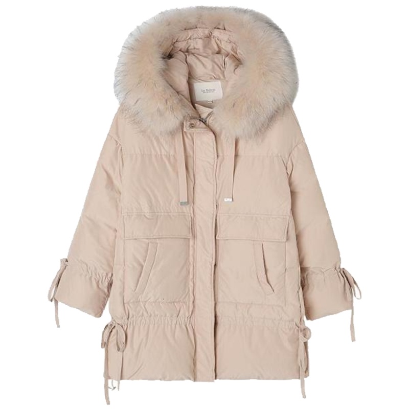 拉贝缇鹅绒羽绒服女2019冬季新款百搭中长款小个子宽松派克服外套60006933