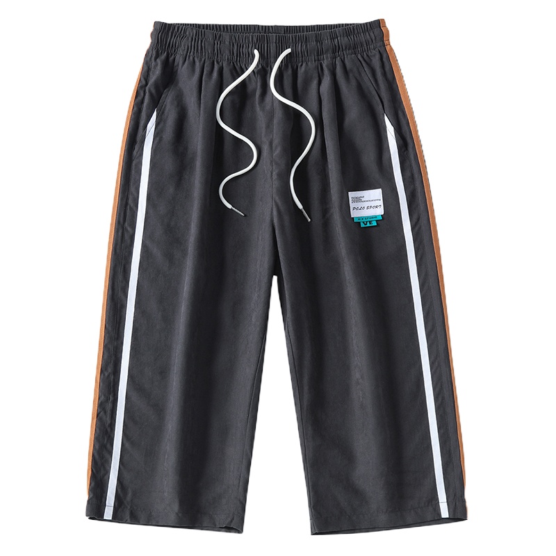 晗亦然新款夏天七分裤男士宽松薄款时尚拼条休闲五分中裤帅气青年短裤2990