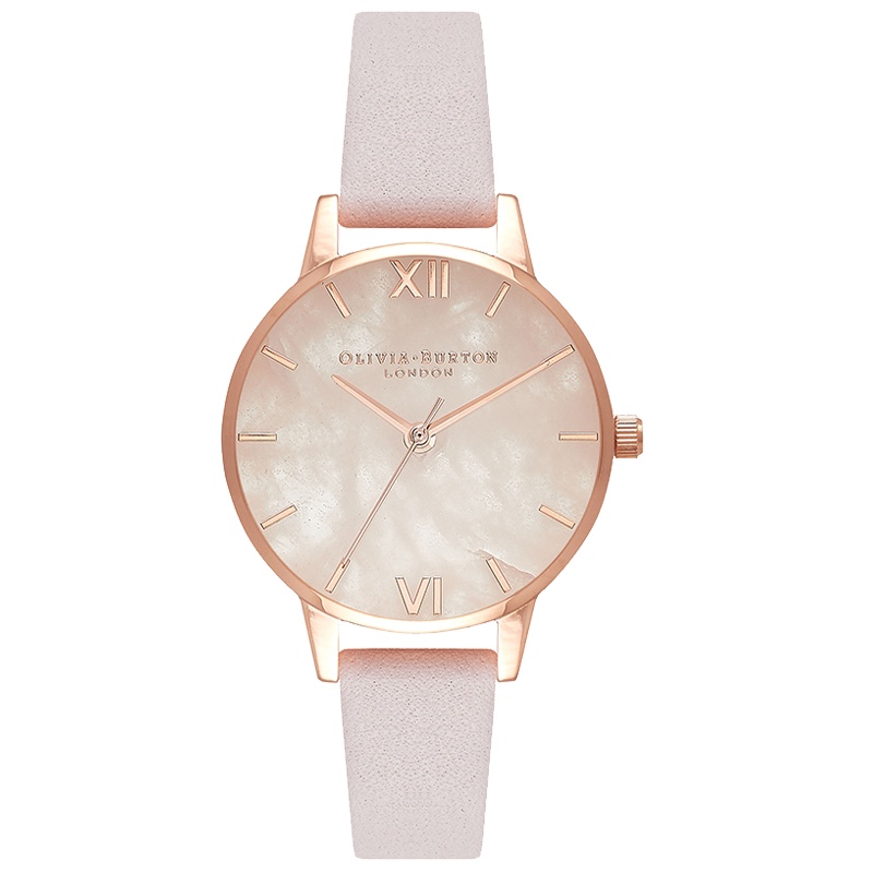 OLIVIABURTON英国女表 时尚粉红带浪漫优雅女士石英表 女OB16SP02 粉晶表盘30mm