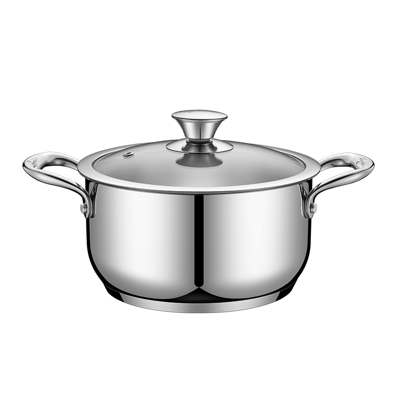 Lagostina拉歌蒂尼格雅系列不锈钢汤锅双耳炖锅宝宝辅食锅无涂层20厘米汤锅 20厘米双耳炖锅