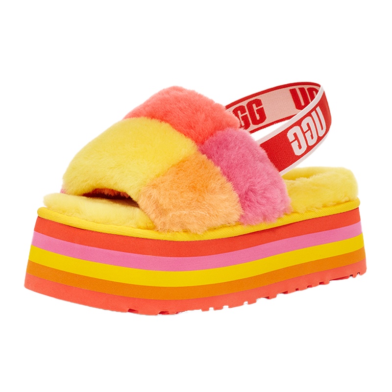 UGG 秋季新款女士毛毛凉鞋平底多色可爱厚底毛便鞋 1113490