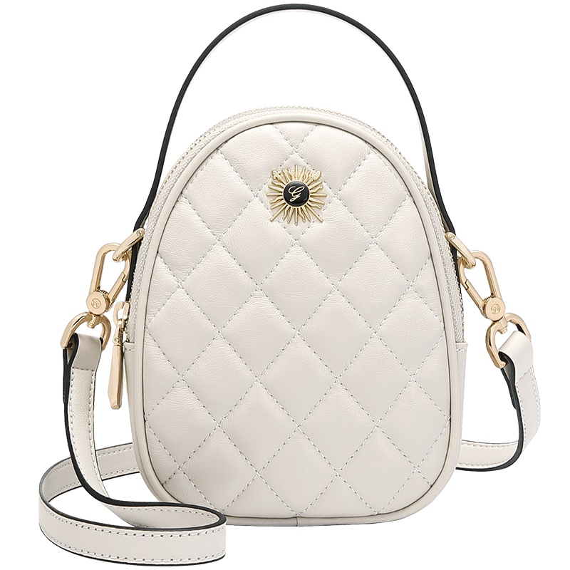 高尔夫GOLF时尚太阳花小圆包迷你手机包春夏菱格包羊皮单肩斜挎包包女