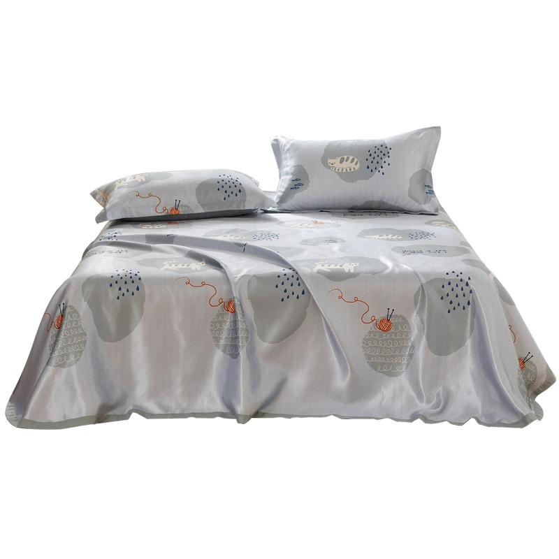 梦洁MEE/觅 冰丝凉席三件套1.8m床夏季床单席子1.5米可水洗折叠夏凉席 吸猫生活