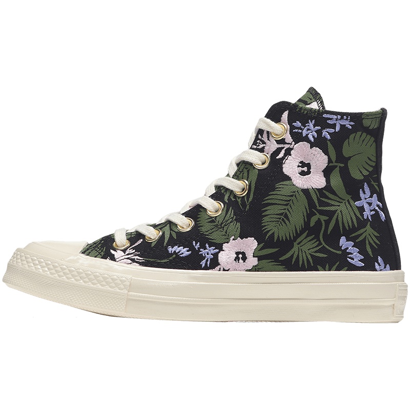 【自营】CONVERSE匡威男女休闲鞋1970s印花高帮帆布鞋 160518C 160518C黑色+樱粉色